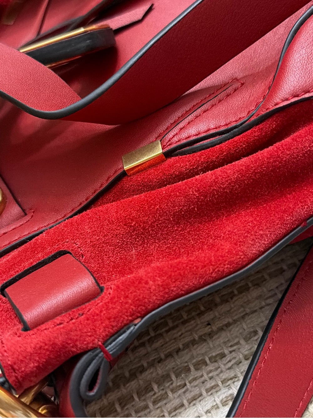Chloe Red Leather Shoulder Bag with Gold Hardware - Picture 5 of 11